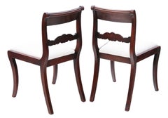 Antique Pair of Regency Mahogany Dining Side Hall Bedroom Chairs, circa 1825