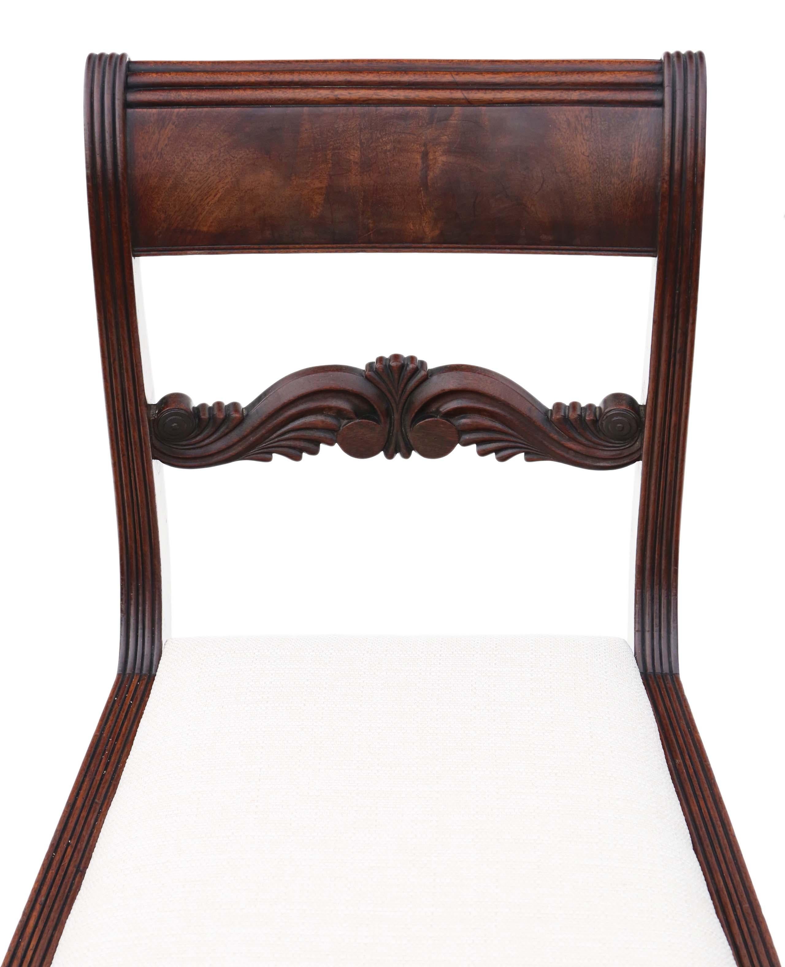 Antique Pair of Regency Mahogany Dining Side Hall Bedroom Chairs, circa 1825 2