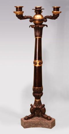 Antique pair of Regency period bronze and ormolu 4-light candelabra