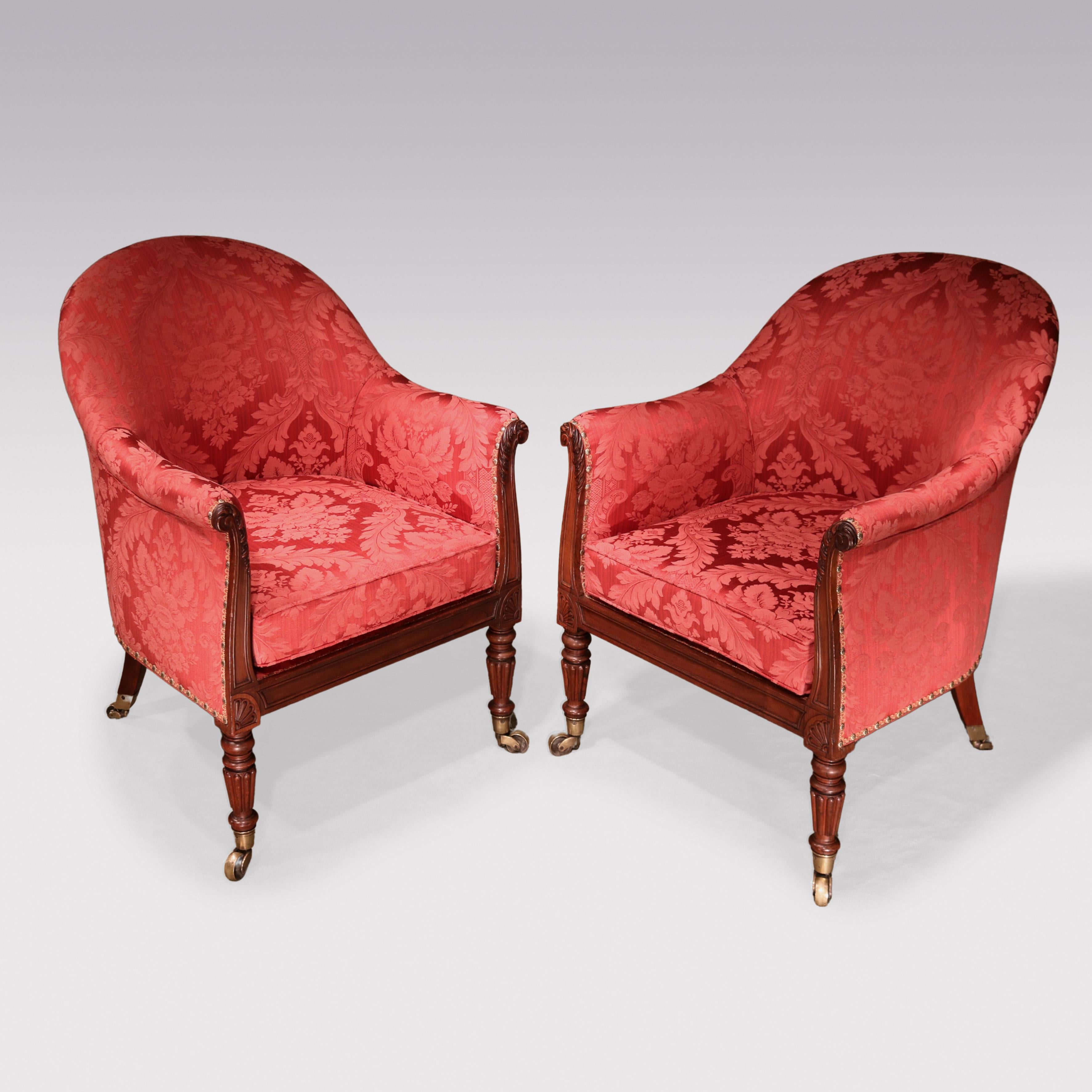 Antique pair of Regency period rosewood tub chairs For Sale 1