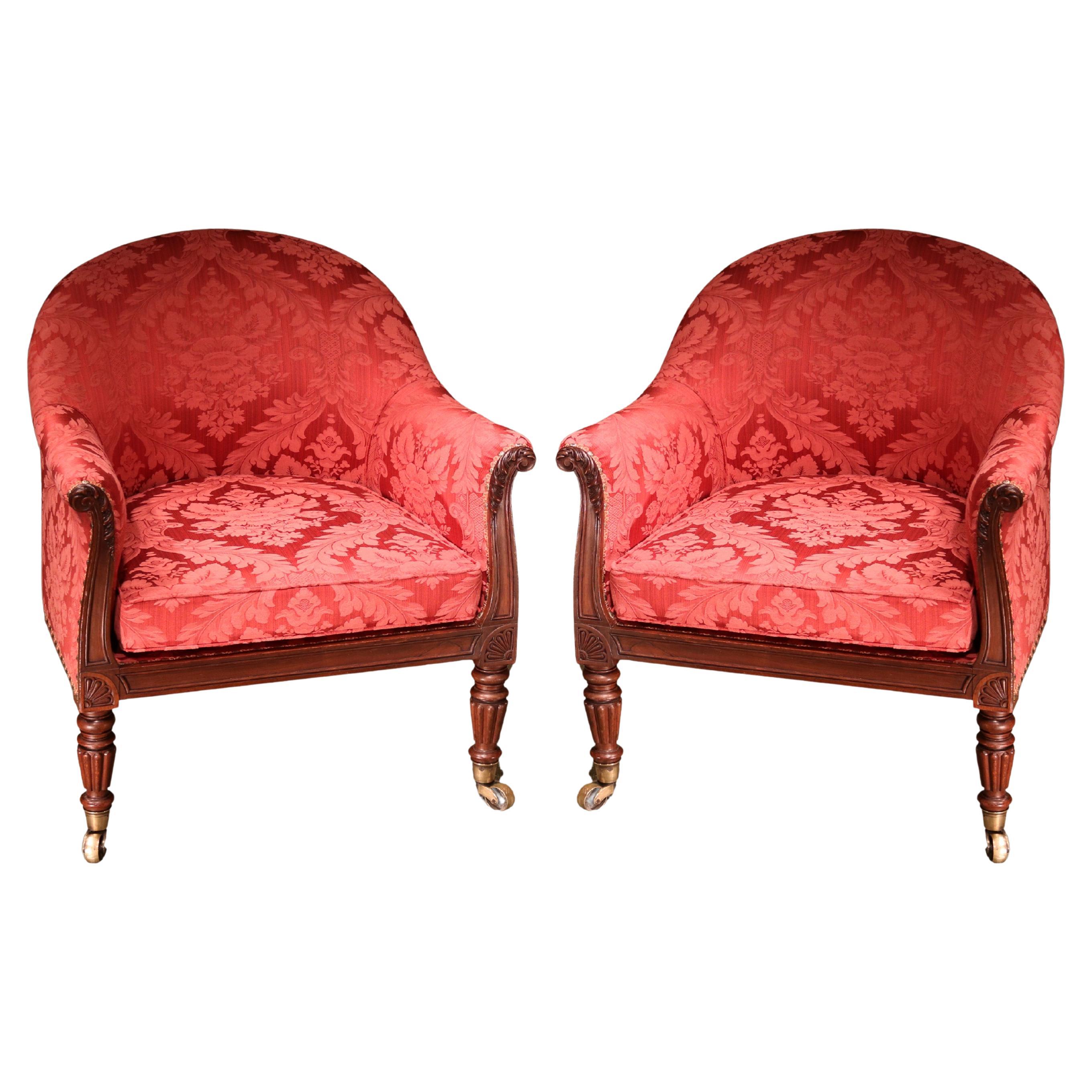 Antique pair of Regency period rosewood tub chairs