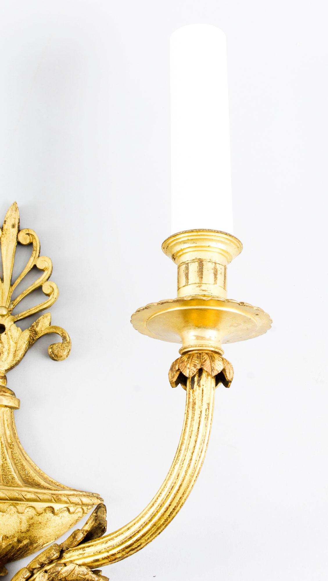Antique Pair of Regency Style Ormolu Wall Lights Appliques 19th Century 3
