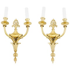 Antique Pair of Regency Style Ormolu Wall Lights Appliques 19th Century