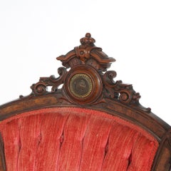 Antique Pair of Renaissance Egyptian Revival Walnut & Burl Cleopatra Side Chairs