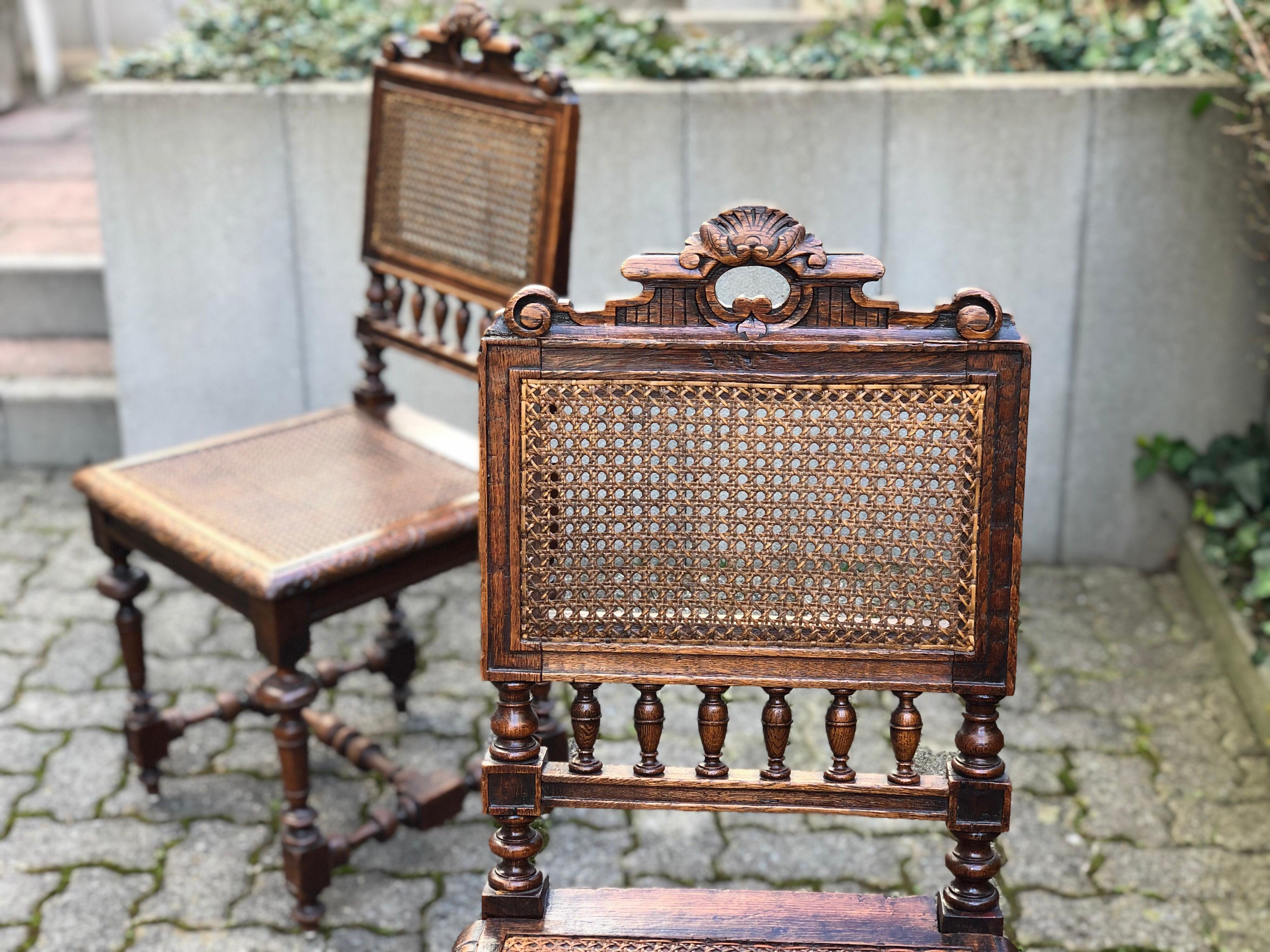 SALE Pair of Renaissance Revival Carved Cane Chairs Complimentary Shipping  3
