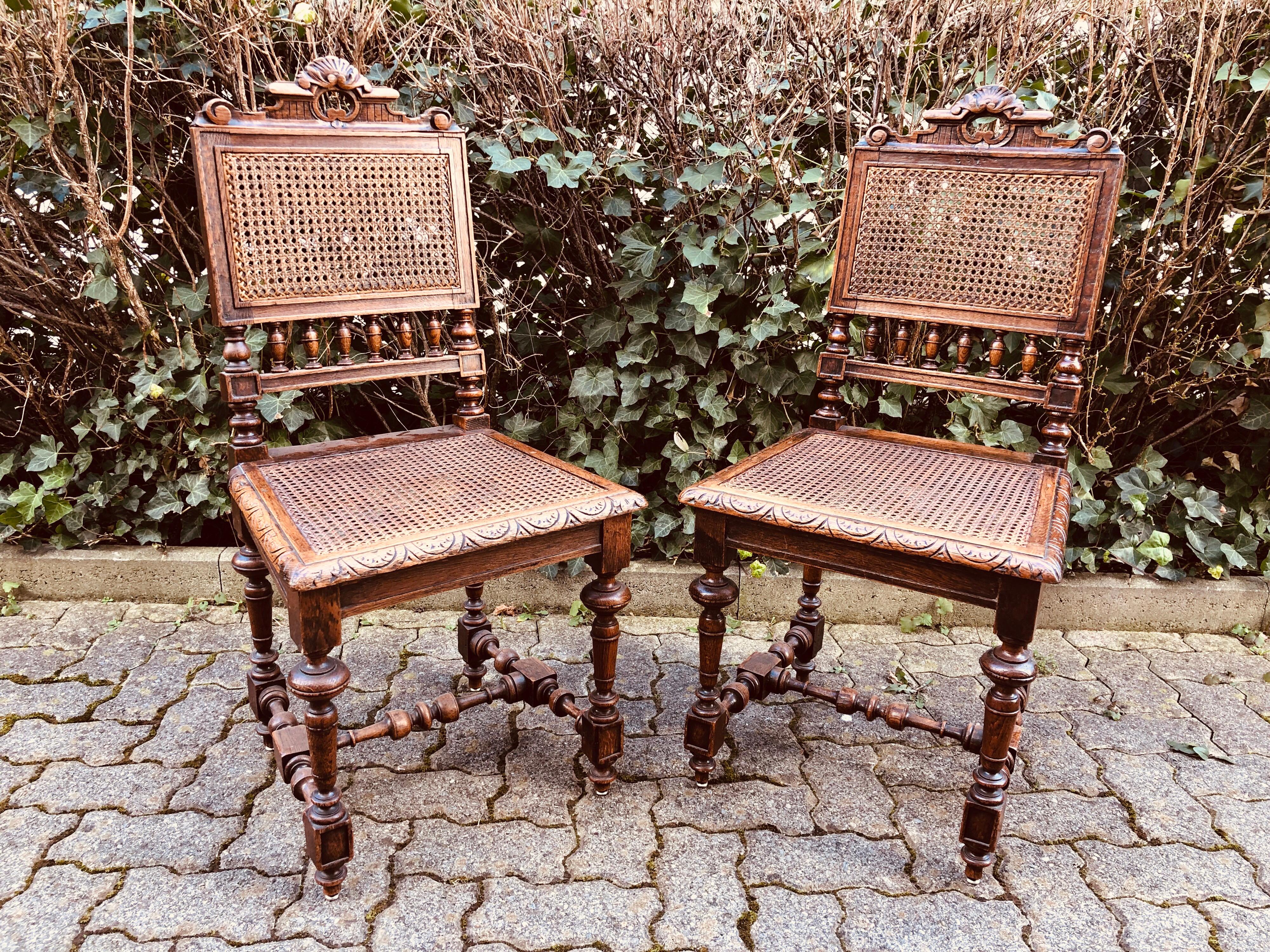 SALE Pair of Renaissance Revival Carved Cane Chairs Complimentary Shipping  5