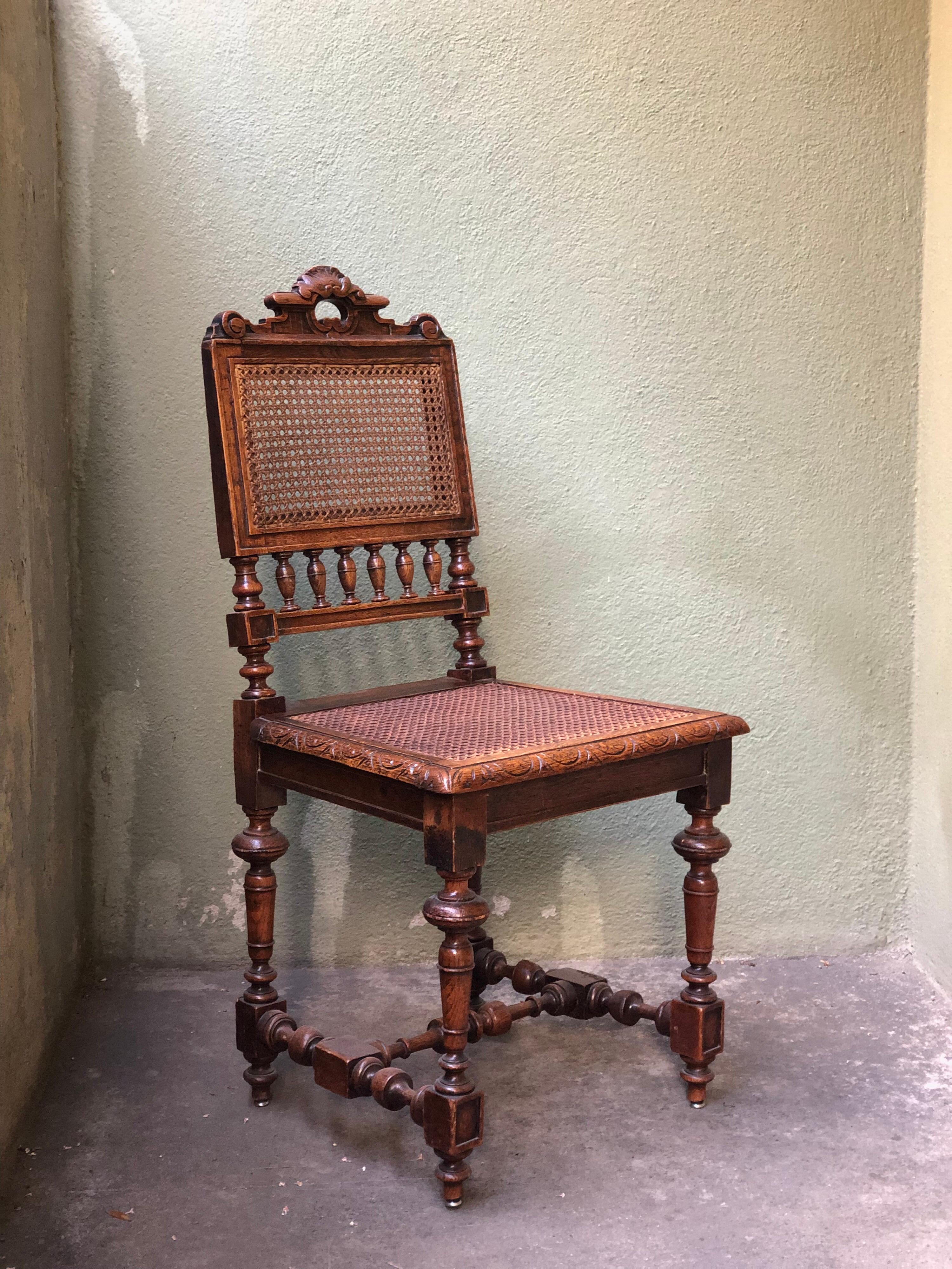 French SALE Pair of Renaissance Revival Carved Cane Chairs Complimentary Shipping 