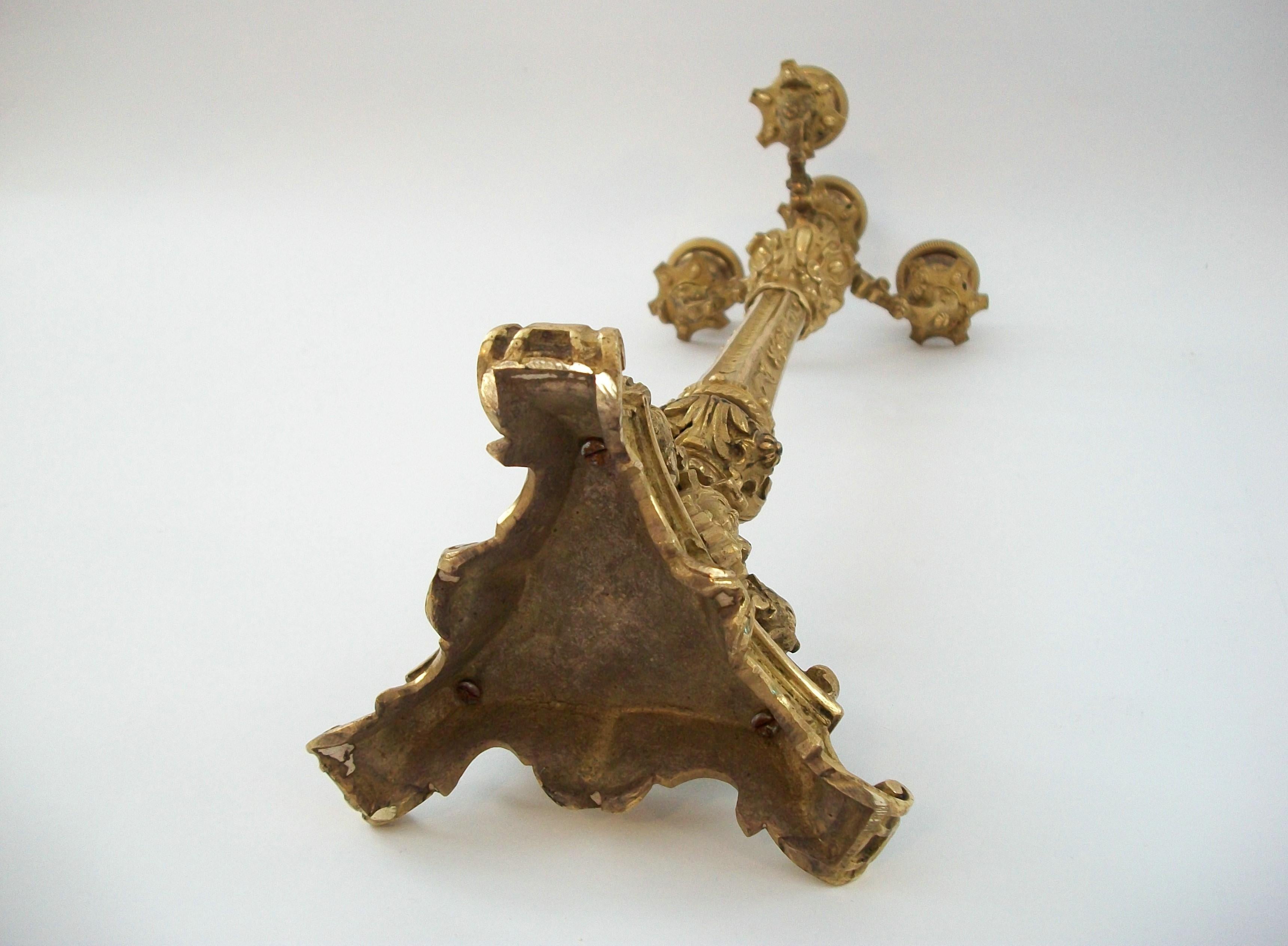 Antique Pair of Restoration Period Gilt Bronze Candelabra - France - Circa 1830 For Sale 5