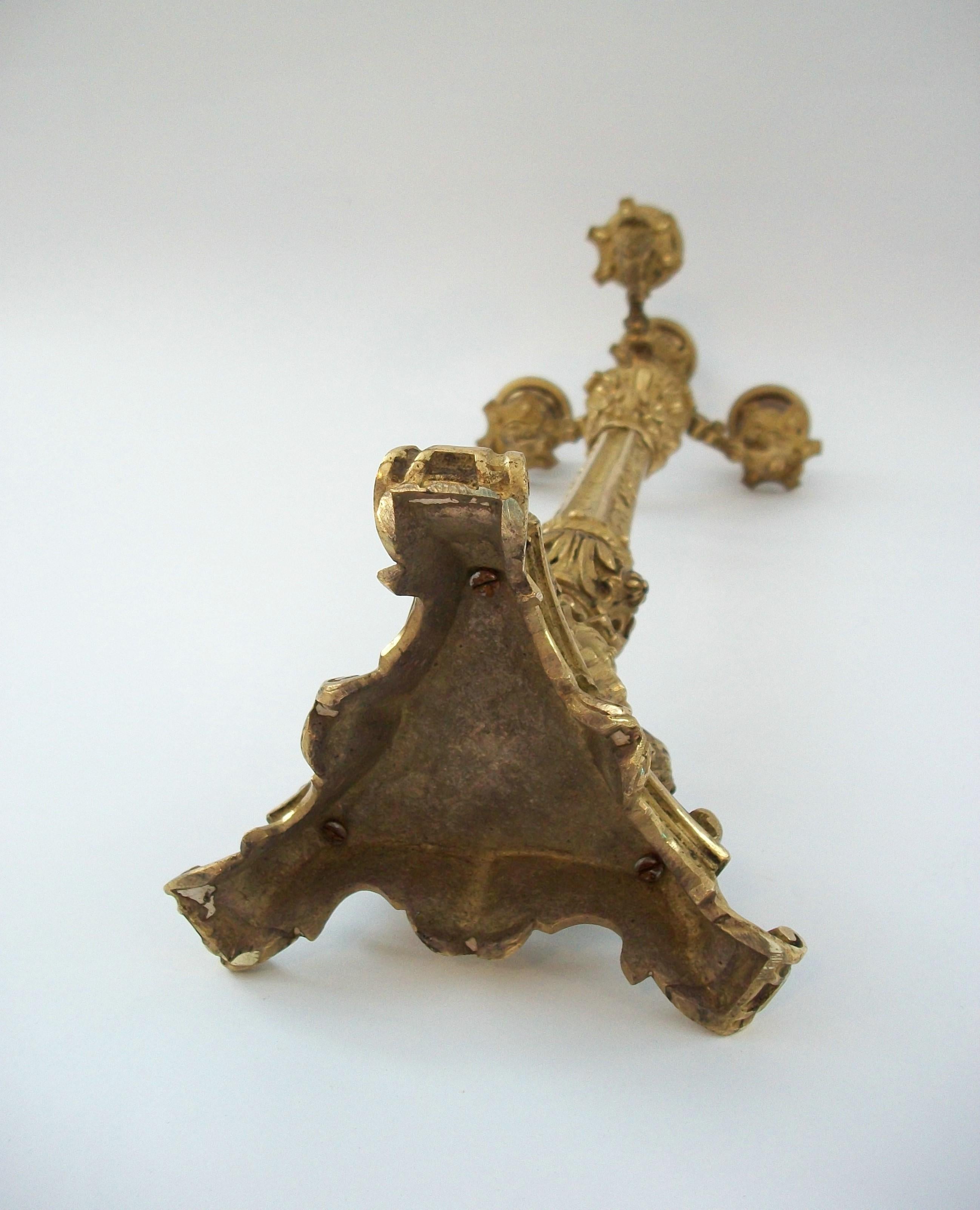 Antique Pair of Restoration Period Gilt Bronze Candelabra - France - Circa 1830 For Sale 6