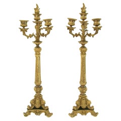 Ancienne paire de candélabres en bronze doré de la période de restauration - France - vers 1830