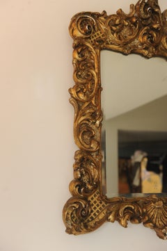 Antique Pair Of Rococo Revival Italian Gilt Framed Wall Mirrors 1800's