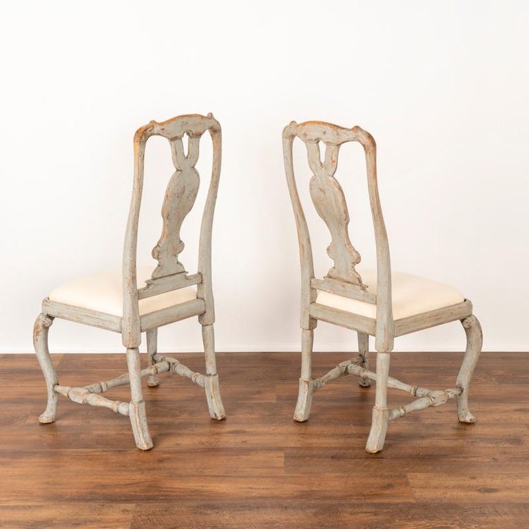 Authentic Rococo Chair Antique Pair of Rococo Side Chairs Painted Gray, from Sweden For Sale ...
