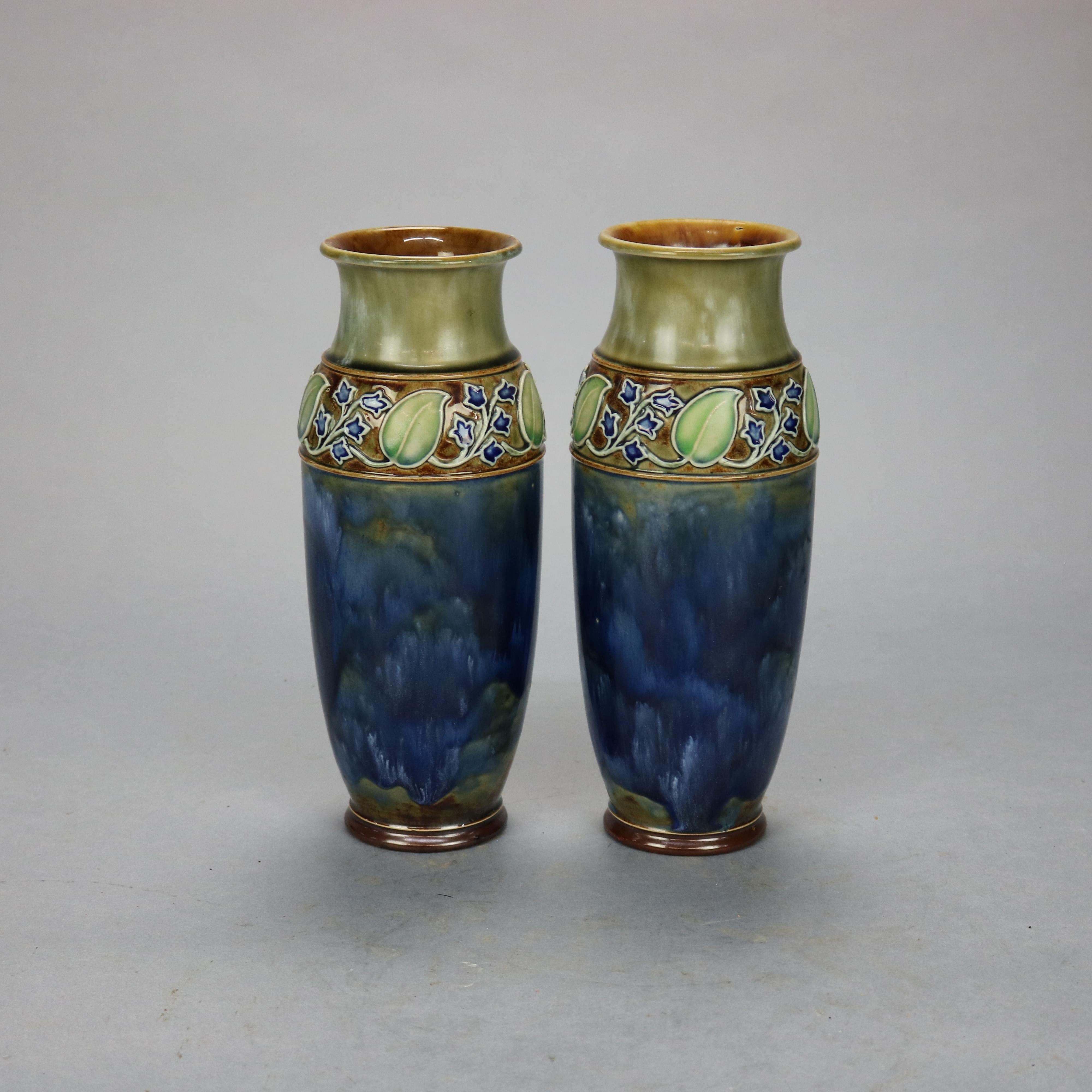 Arts and Crafts Antique Pair of Royal Doulton Arts & Crafts Pottery Vases, Circa 1910
