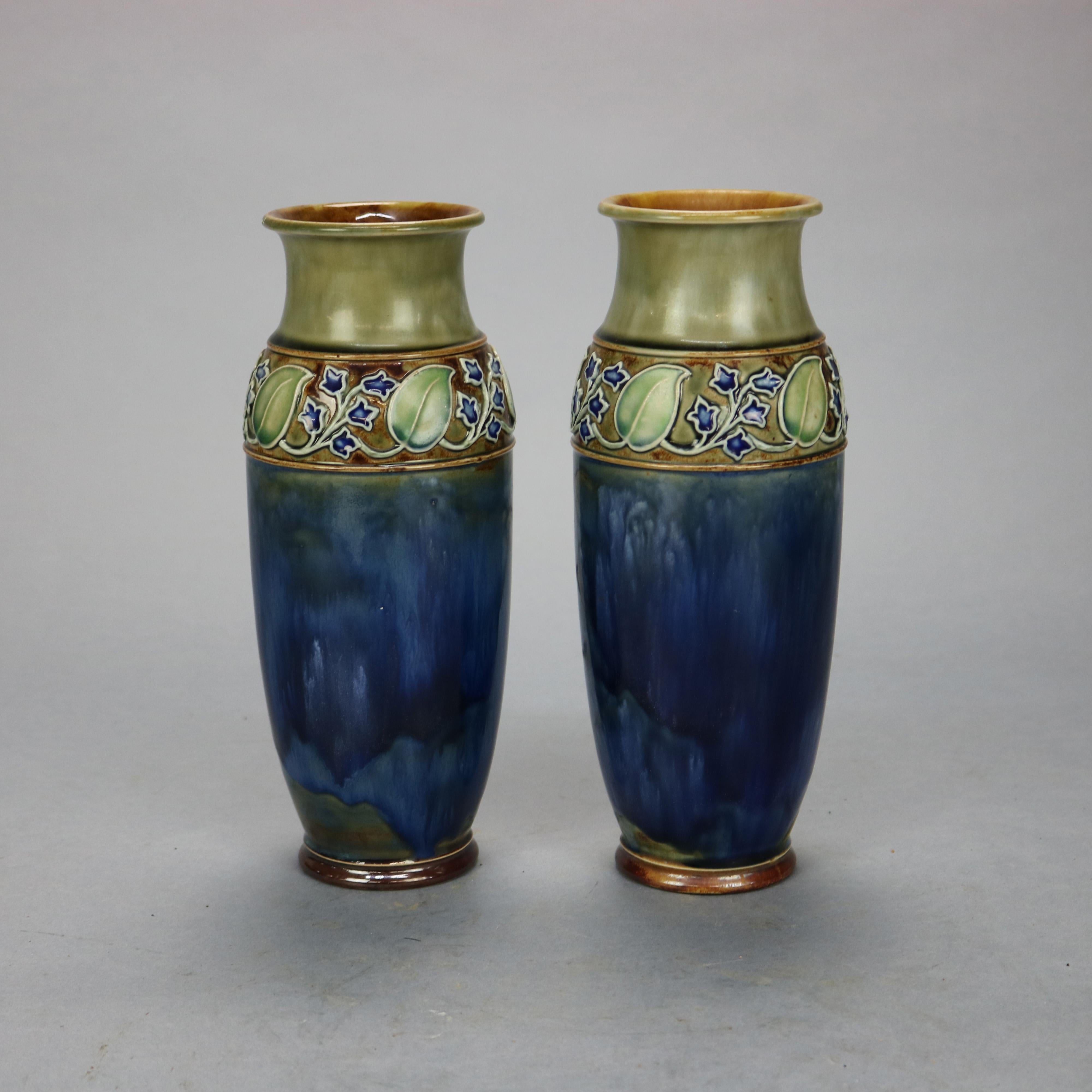 20th Century Antique Pair of Royal Doulton Arts & Crafts Pottery Vases, Circa 1910