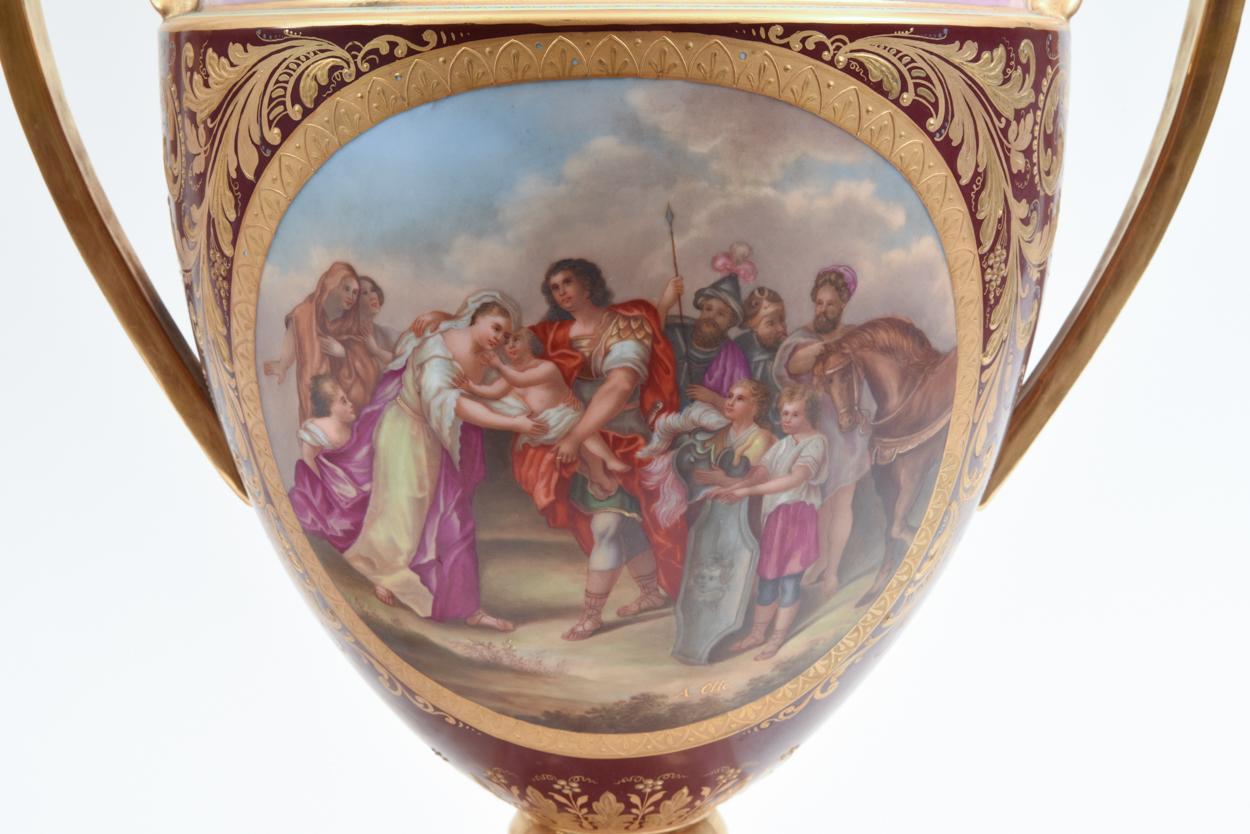 Antique Pair of Royal Vienna Porcelain Decorative Pieces / Urns 8