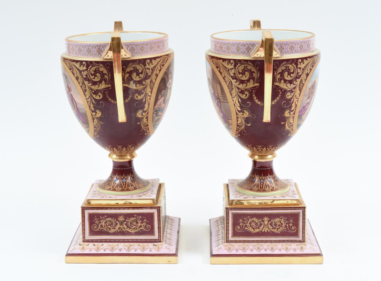 Antique Pair of Royal Vienna Porcelain Decorative Pieces / Urns 9