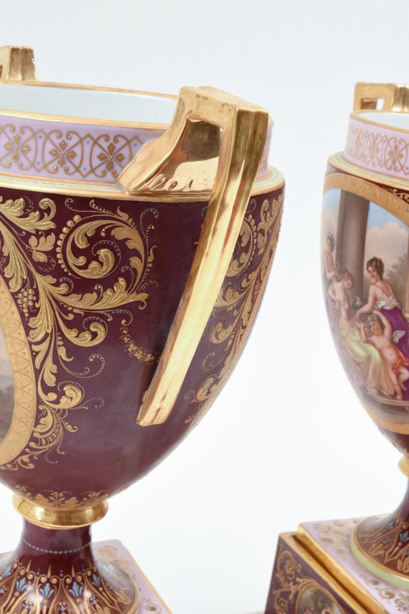 Antique Pair of Royal Vienna Porcelain Decorative Pieces / Urns 2