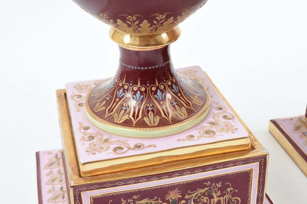 Antique Pair of Royal Vienna Porcelain Decorative Pieces / Urns 4