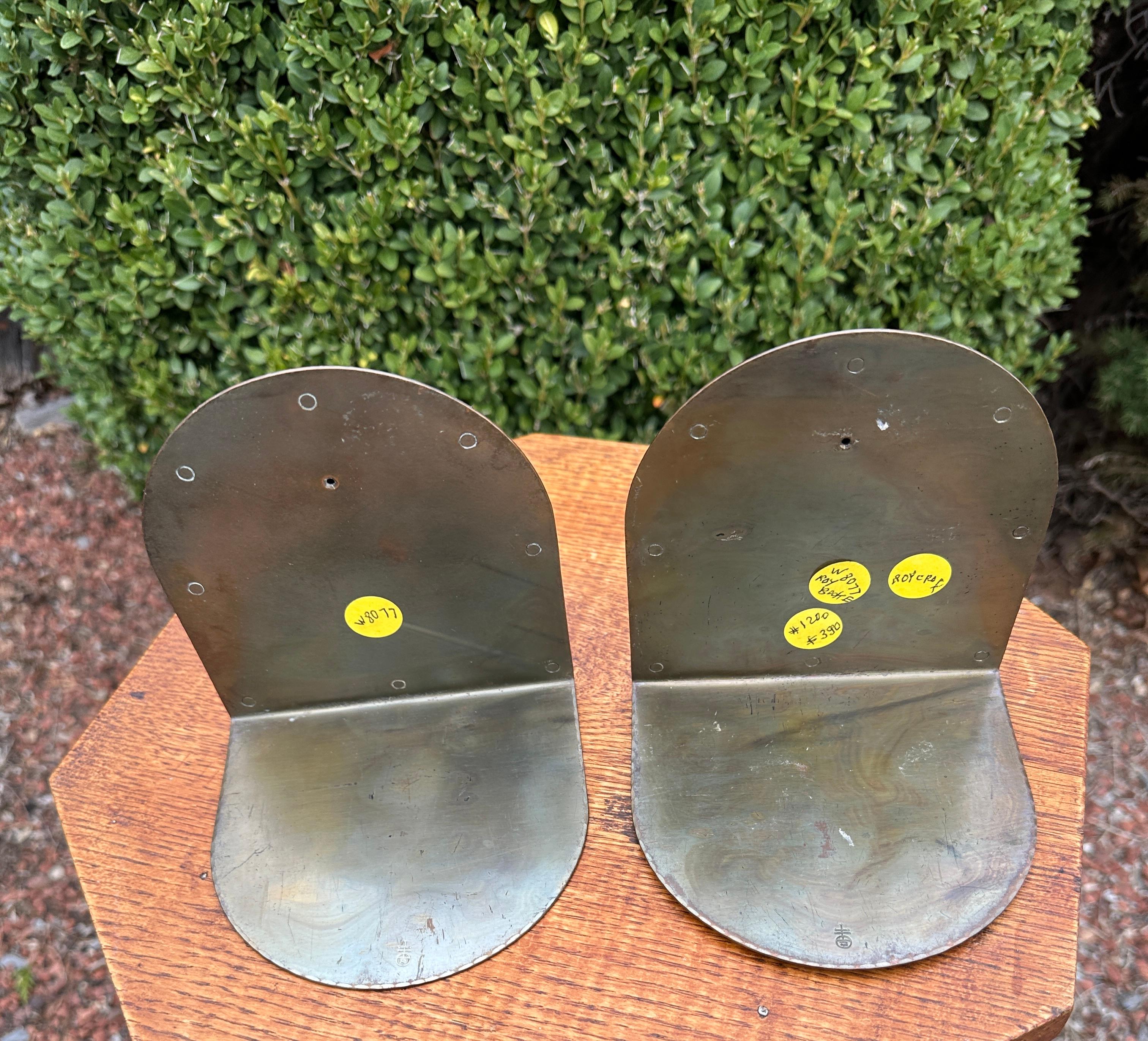 Antique Pair of ROYCROFT Hammered Copper Bookends -  stickley era  W8077    SALE For Sale 3