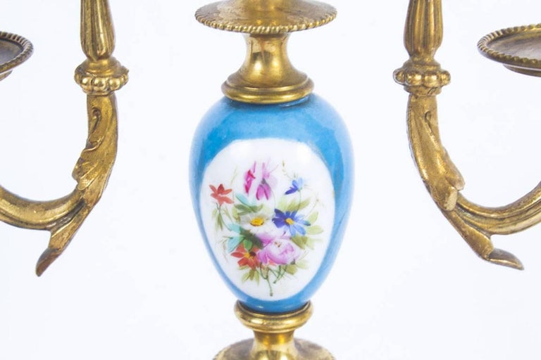 Antique Pair of Sèvres Bleu Celeste Porcelain and Ormolu Candelabra ...