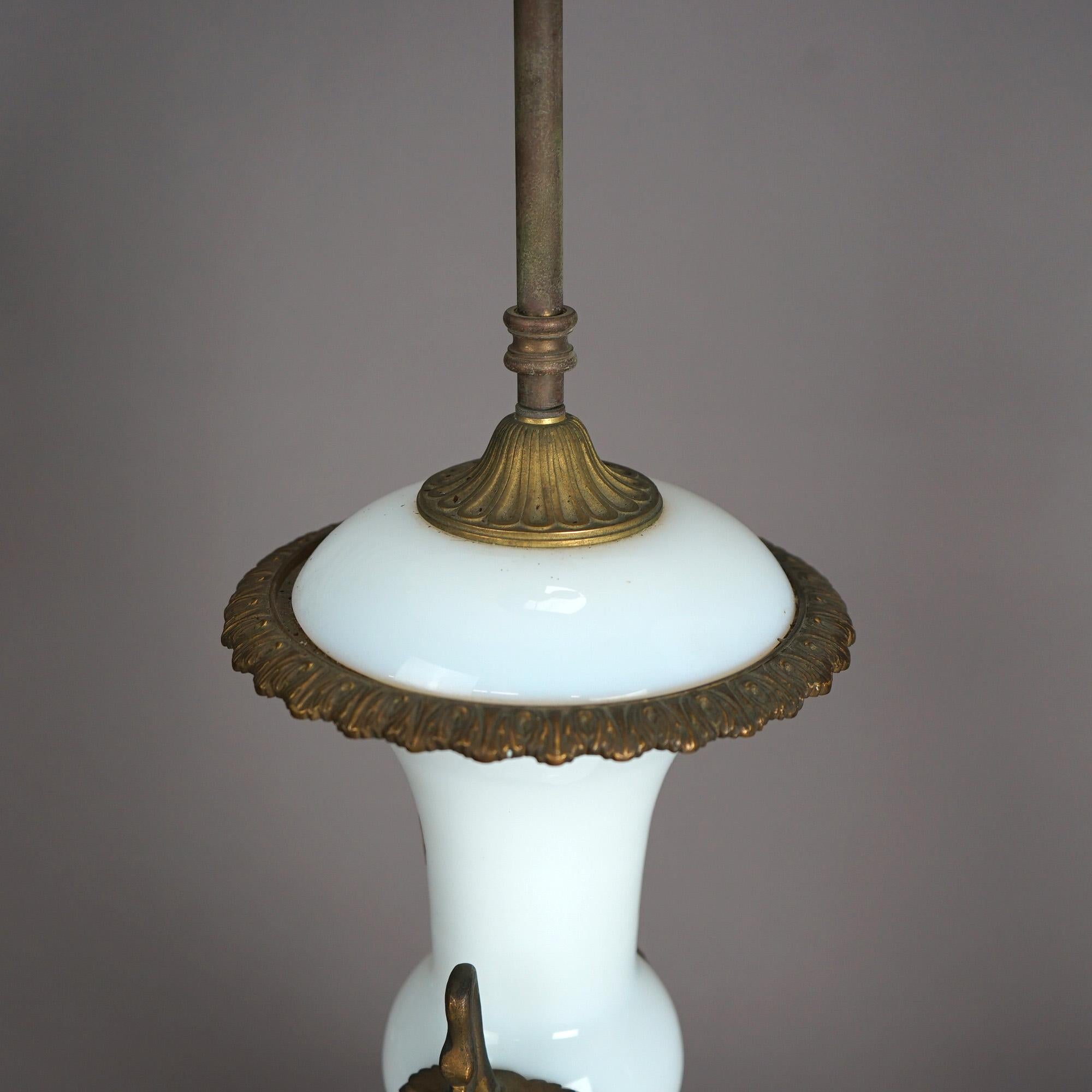 Antique Pair of Sevrés French Opaline Glass Lamps & Figural Bronze Mounts c1920 4
