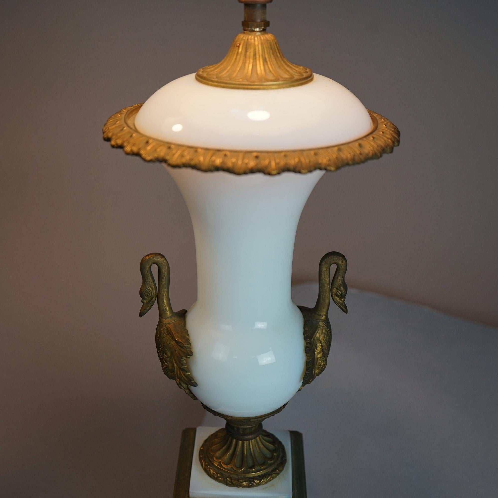 Antique Pair of Sevrés French Opaline Glass Lamps & Figural Bronze Mounts c1920 2