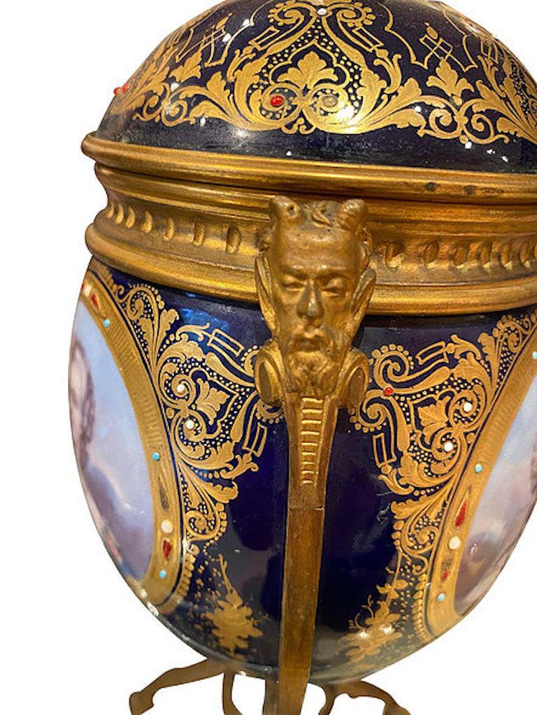 Antique Pair of ‘Sèvres’ Ormolu Mounted Vases and Covers, 1860 For Sale 1