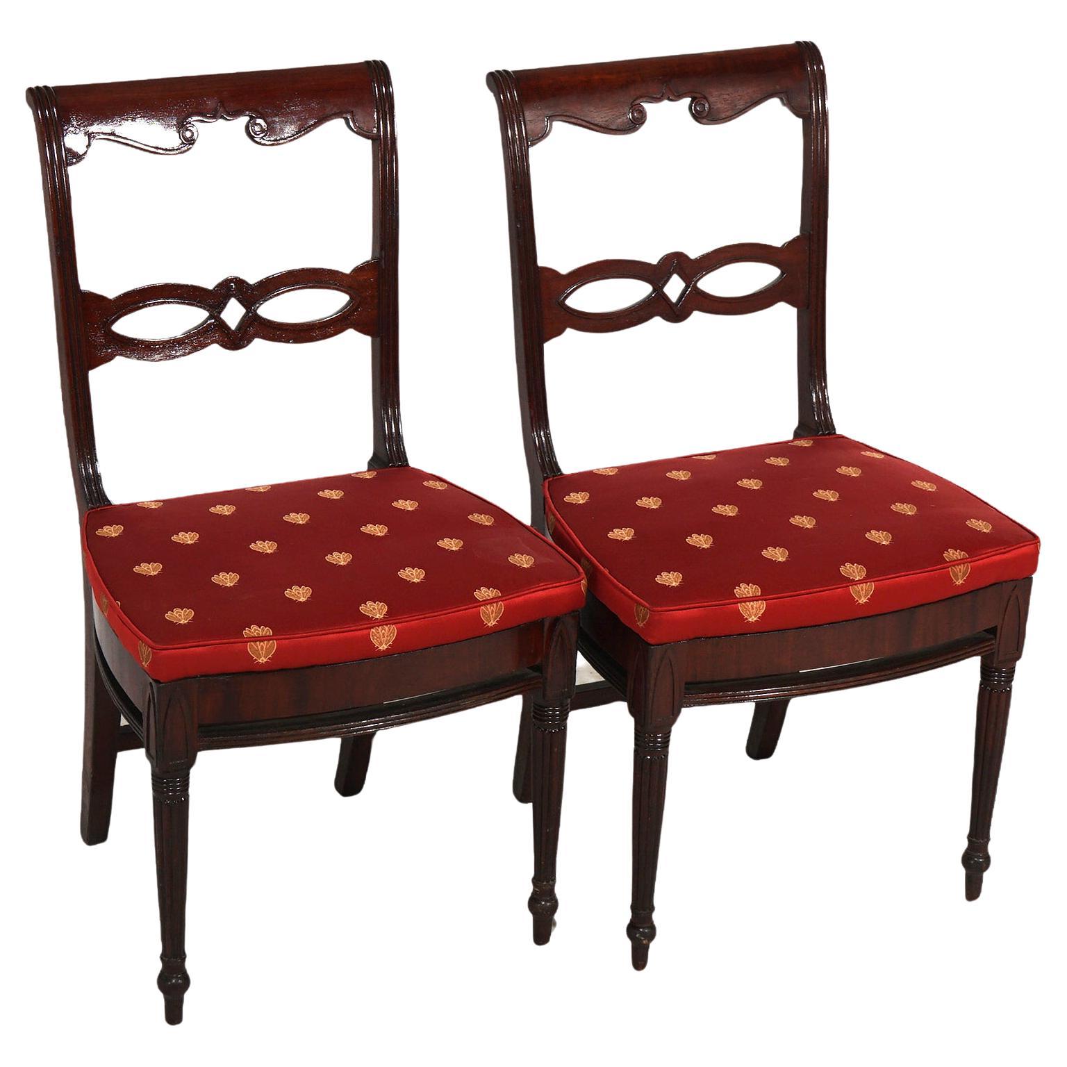 Antique Pair of Sheraton Mahogany Dining Chairs C1830’s For Sale