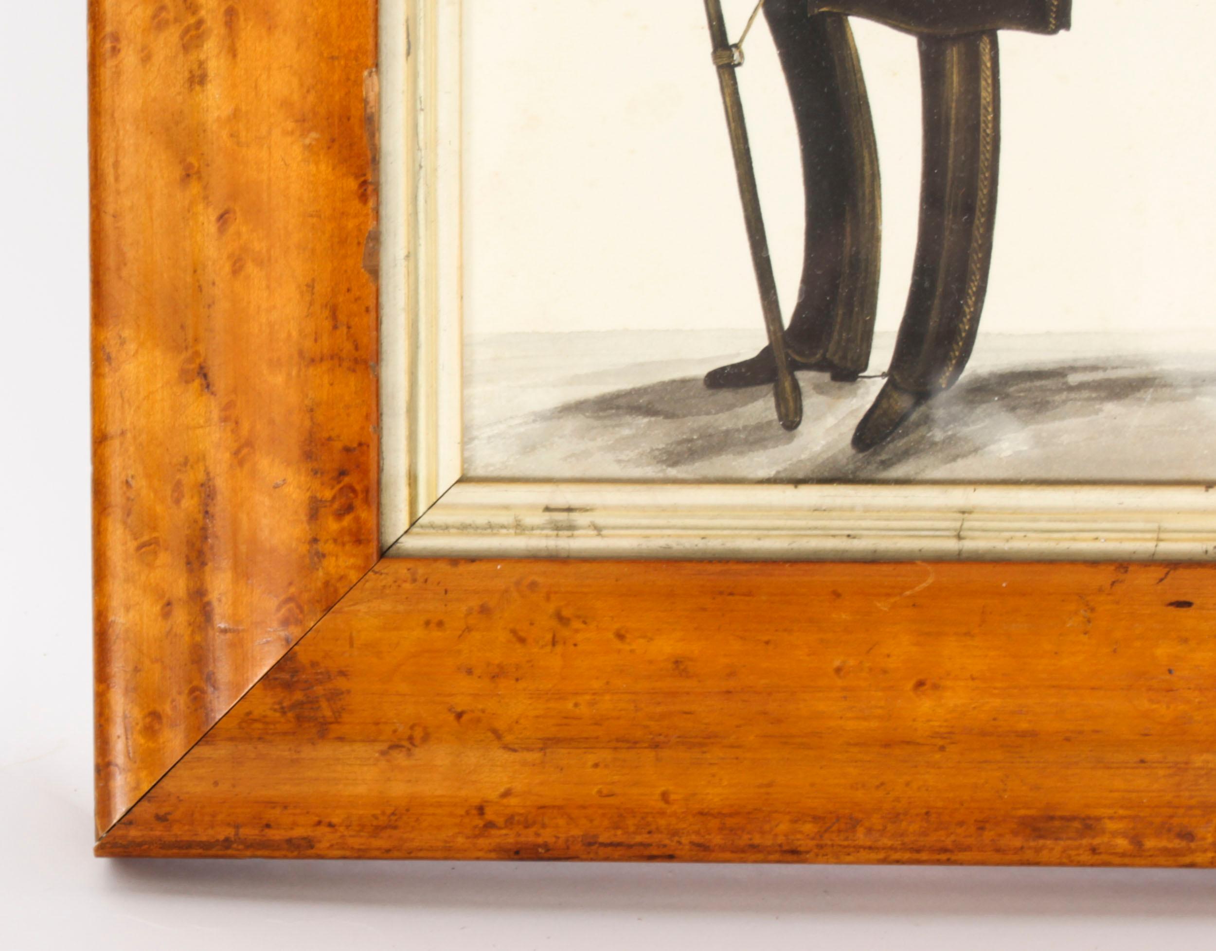 Paire de cadres anciens en érable moucheté pour portraits de Silhouette 19ème siècle Bon état - En vente à London, GB