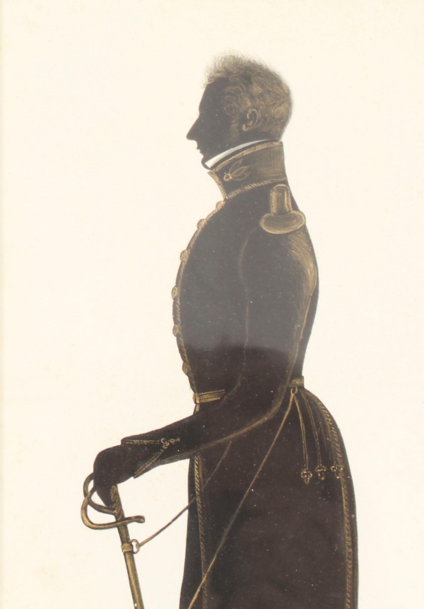 Peinture Paire de cadres anciens en érable moucheté pour portraits de Silhouette 19ème siècle en vente