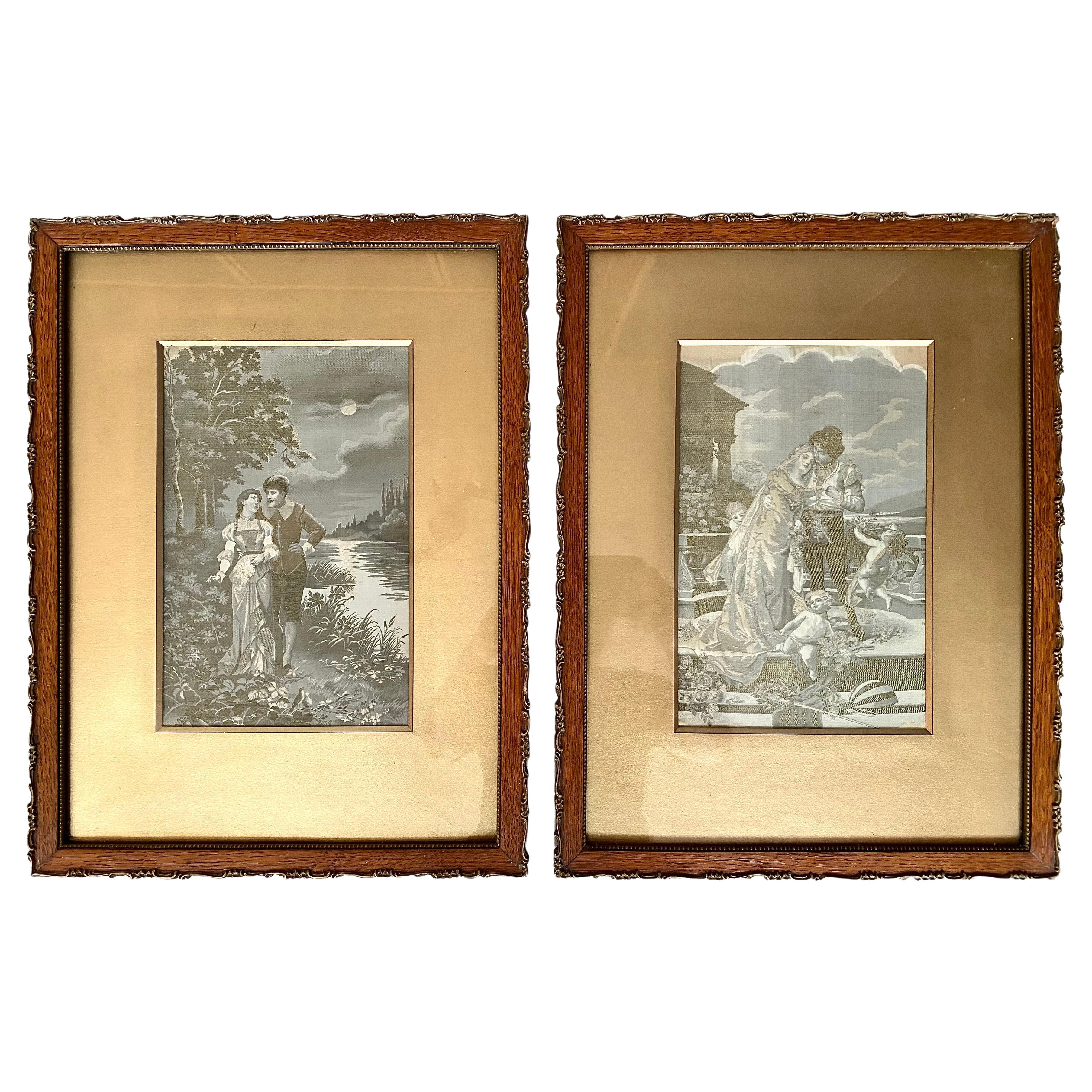 Antique Pair of Silk Tapestry Staron & Meyer Exquisite Rare late 19th, France For Sale