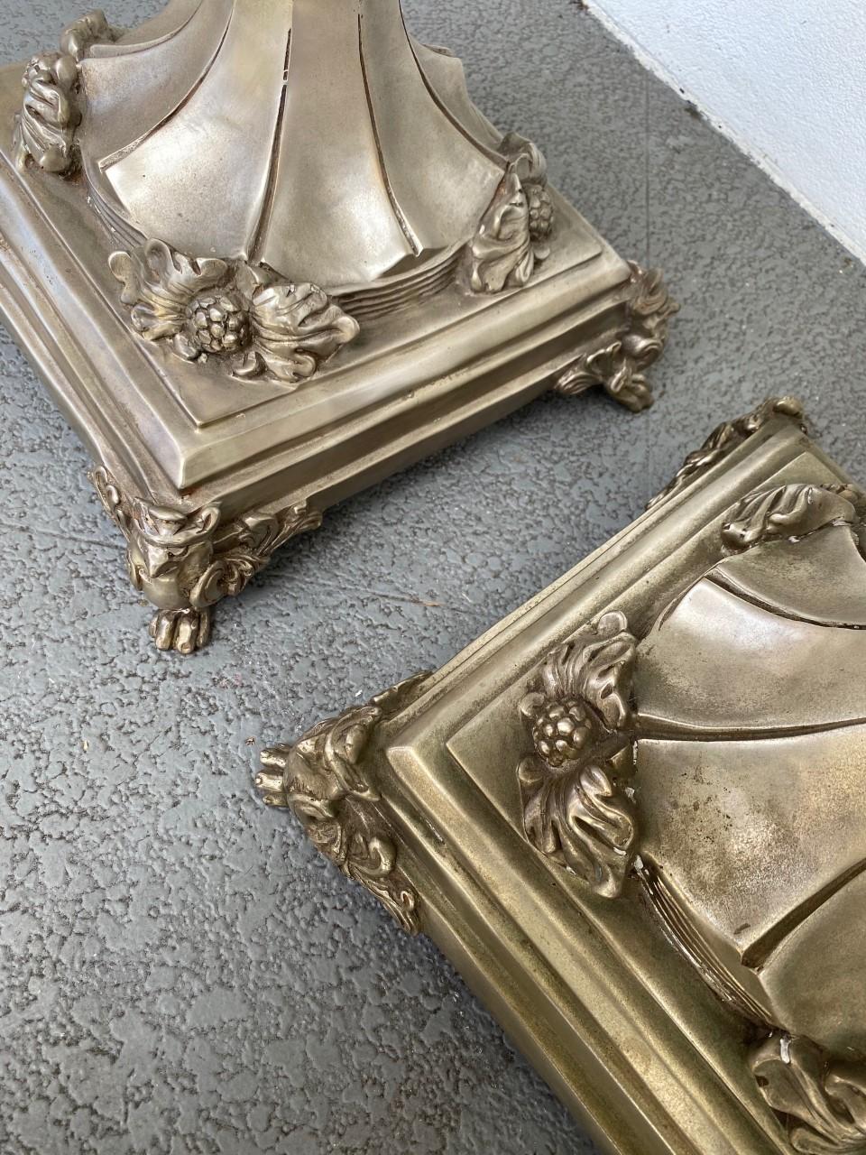 Antique Pair of Silver Dipped Bronze Urns For Sale 1