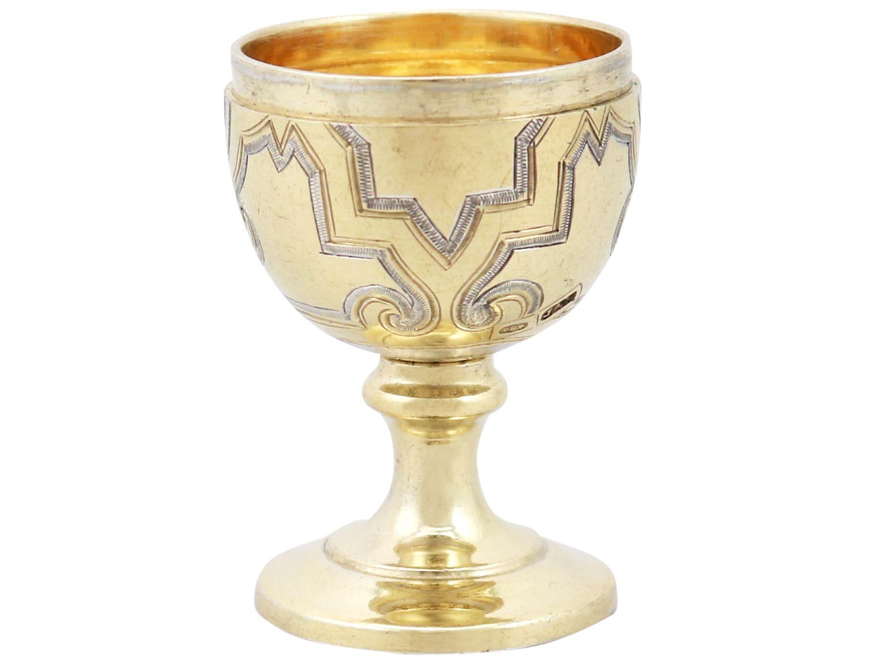 Antique Pair of Silver Gilt Egg Cups For Sale 3