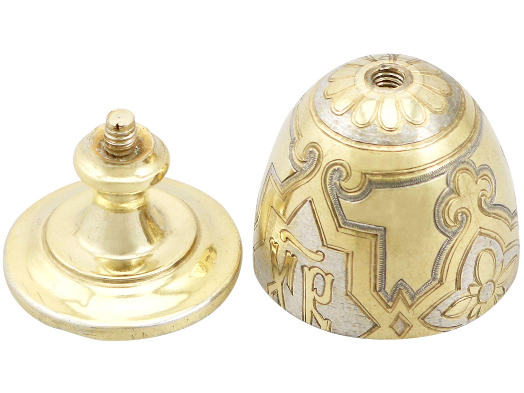 Antique Pair of Silver Gilt Egg Cups For Sale 4