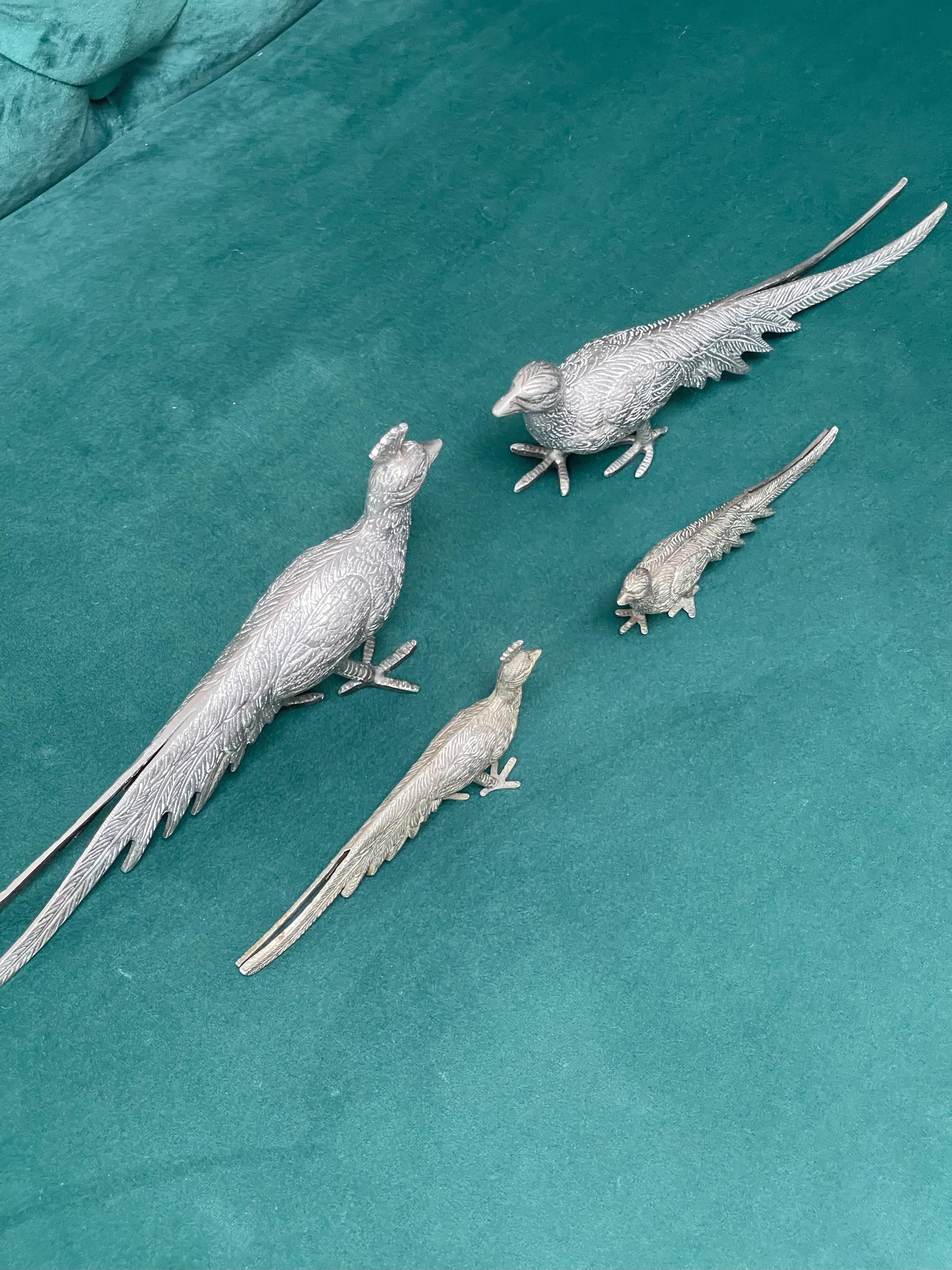 Antike Paar Silber Pfau Stand, Dekoration Objekt für Home Decor im Angebot 2