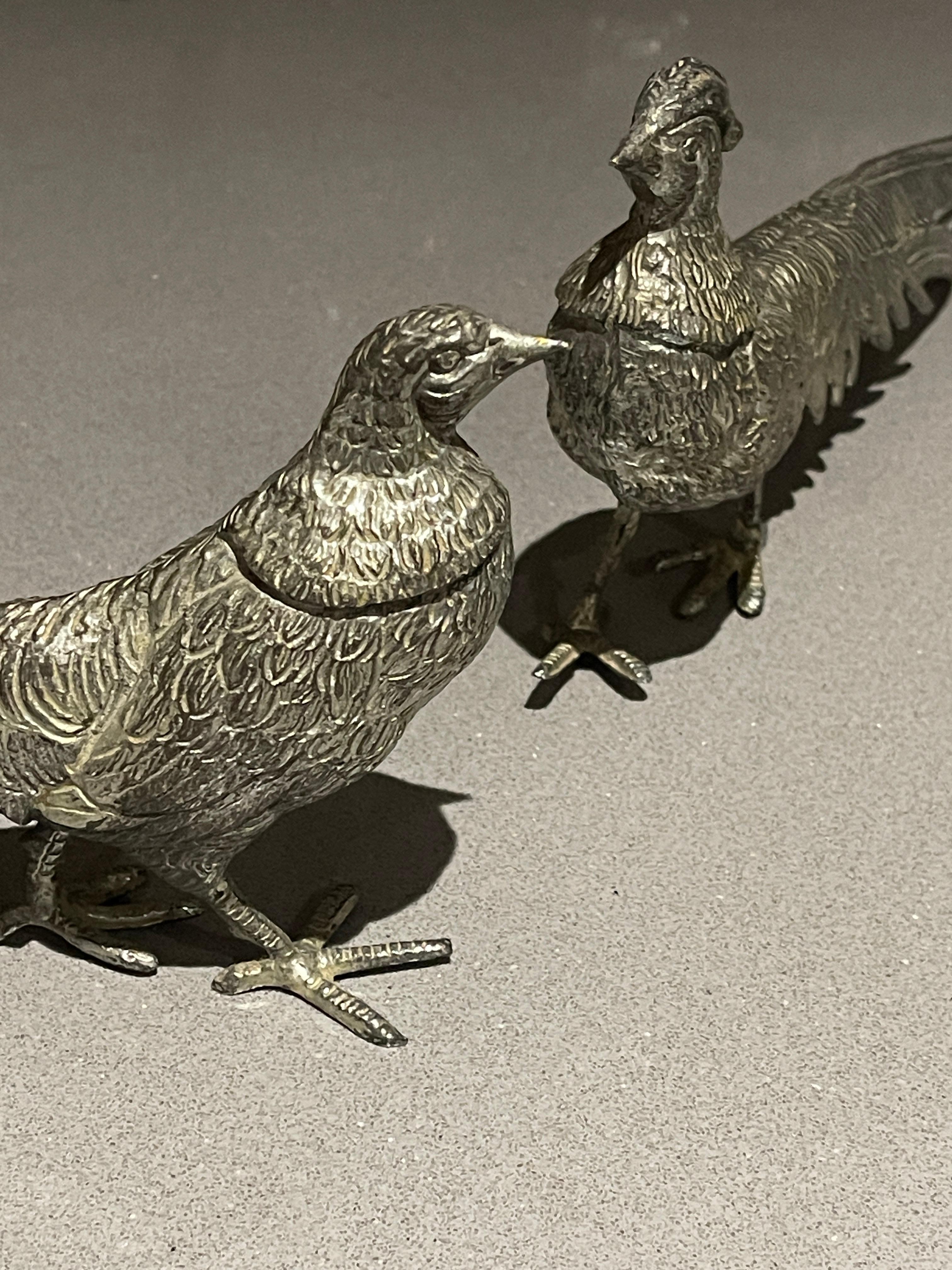 Paire de supports de paons en argent, objets de décoration pour la maison en vente 4