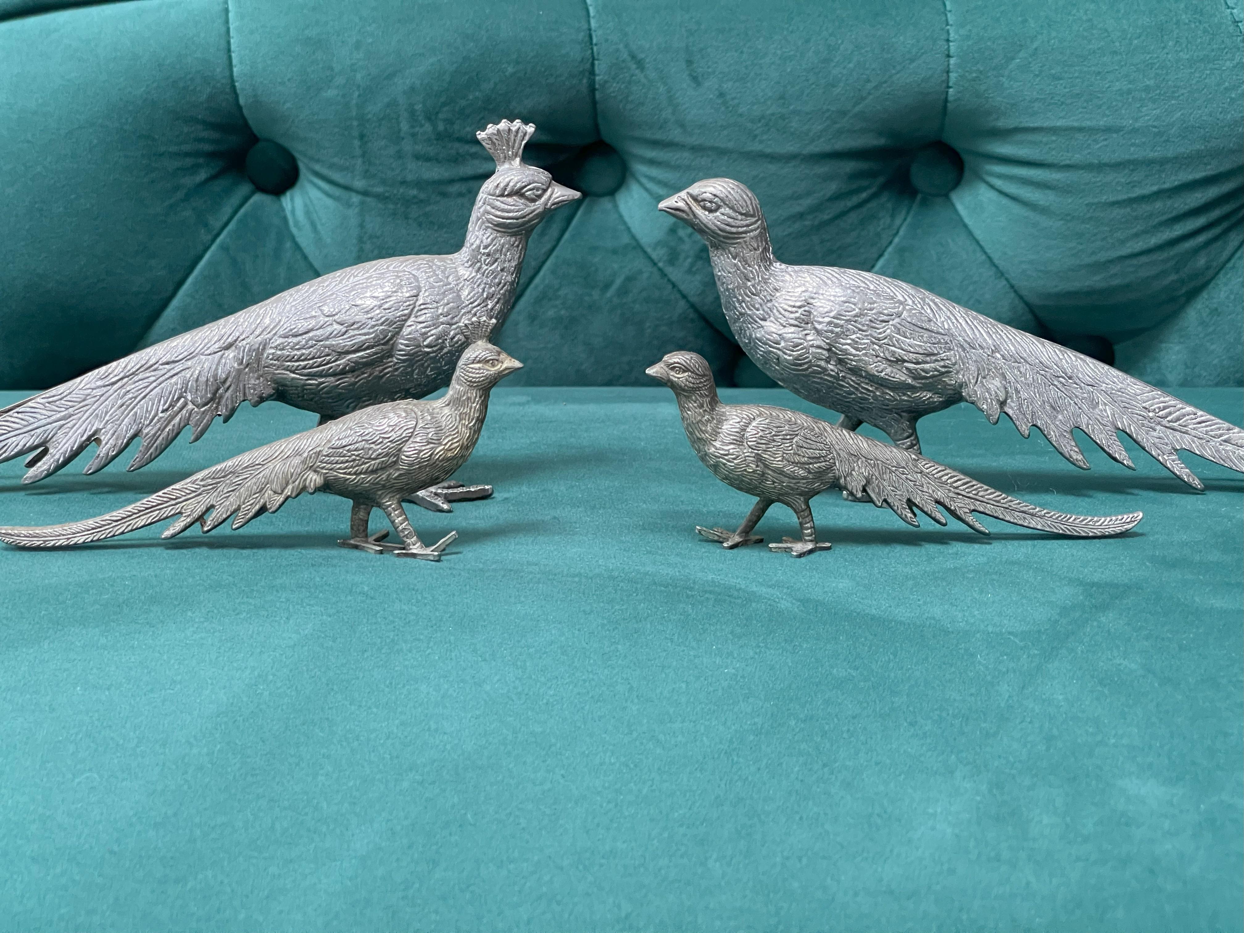 Antike Paar Silber Pfau Stand, Dekoration Objekt für Home Decor im Angebot 1