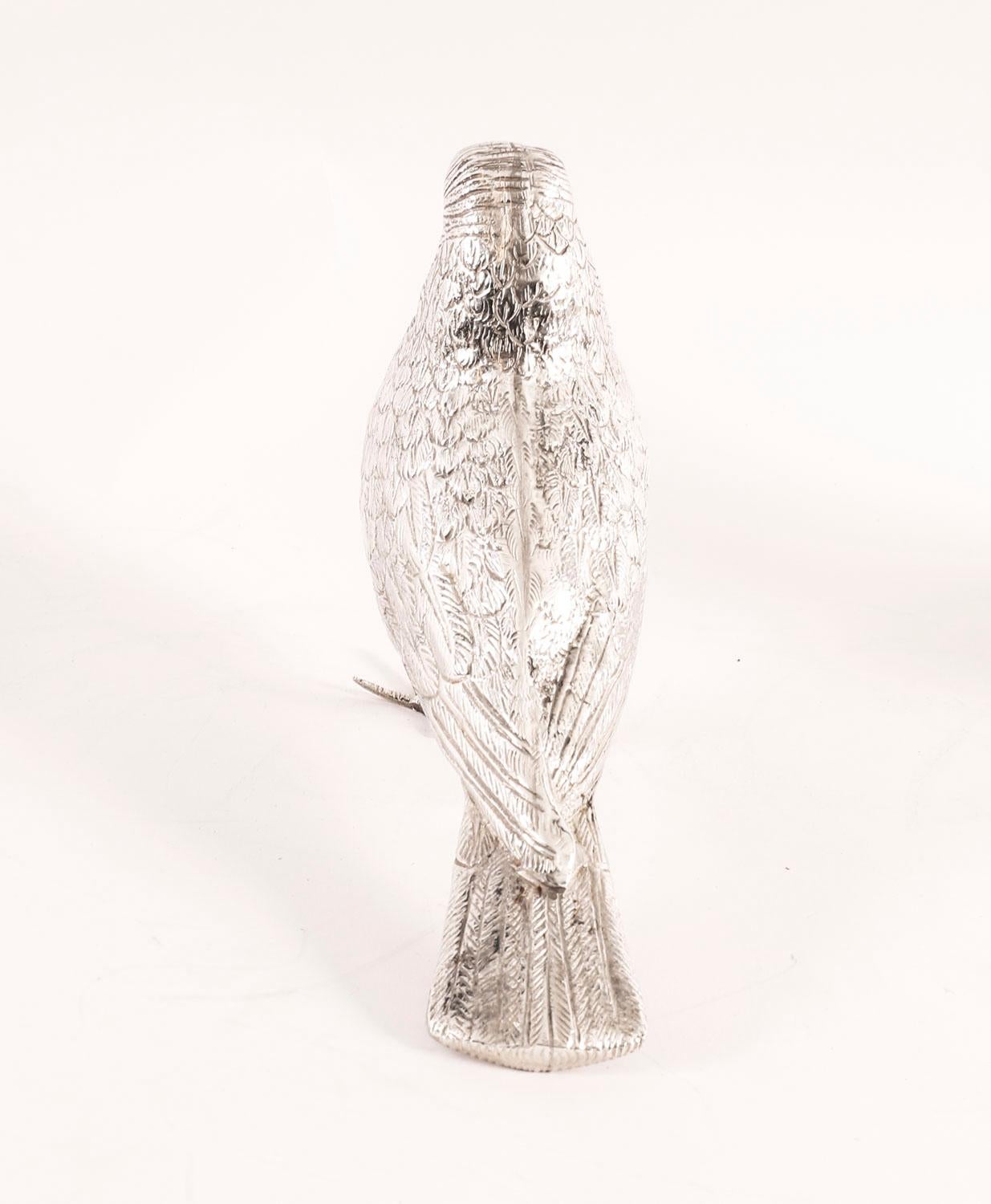 Antique Pair of Silver Plate Bronze Table Doves 20th Century For Sale 6