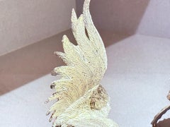 Vintage Silvered Metal Rooster Figurines, Cockerel Pairs, Italy, 1940 Sulpture