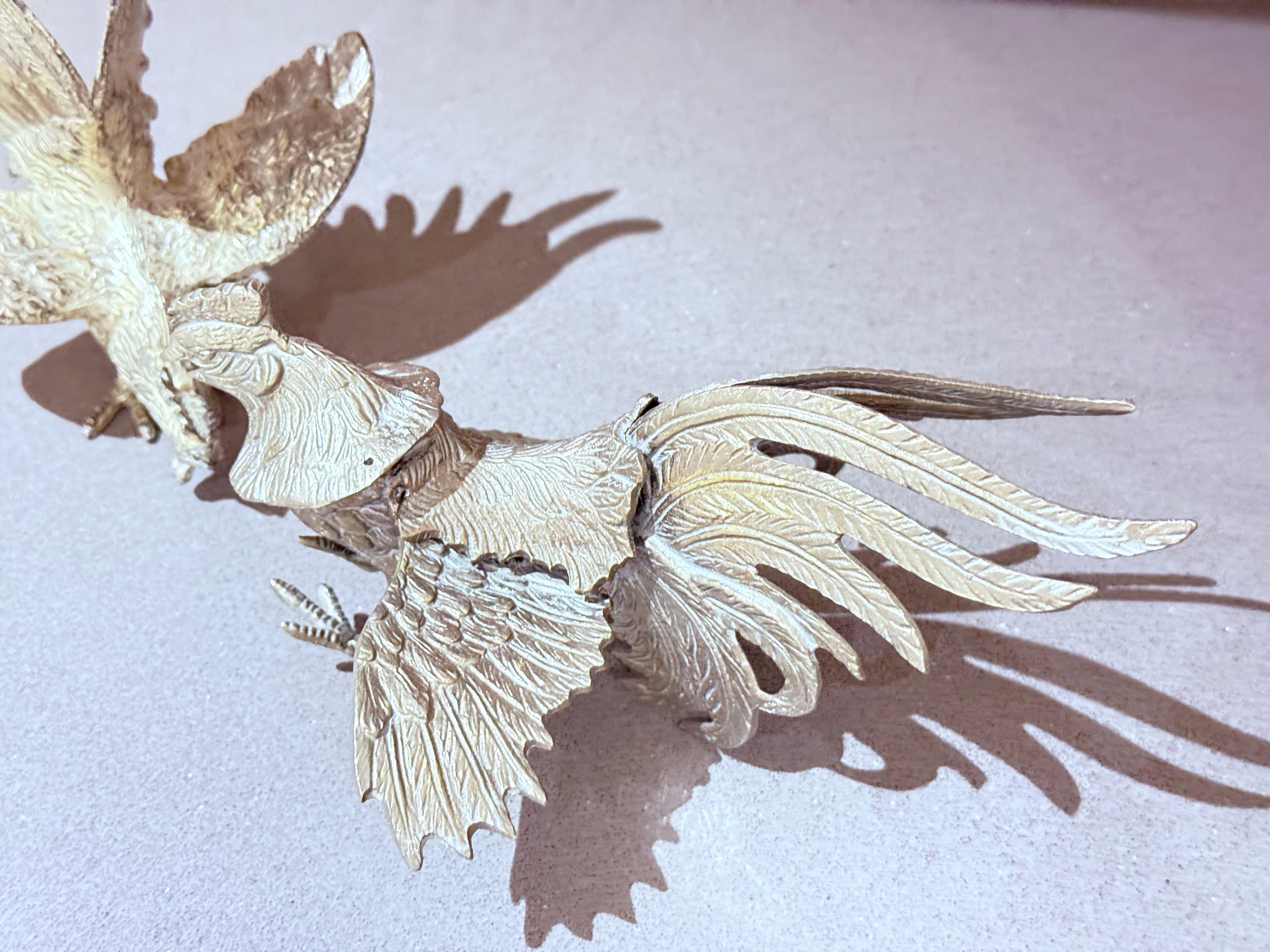 Antikes Paar Silberhahn Stand, Dekoration für Heimdekor, Tierfigur im Zustand „Hervorragend“ im Angebot in Wembley, GB