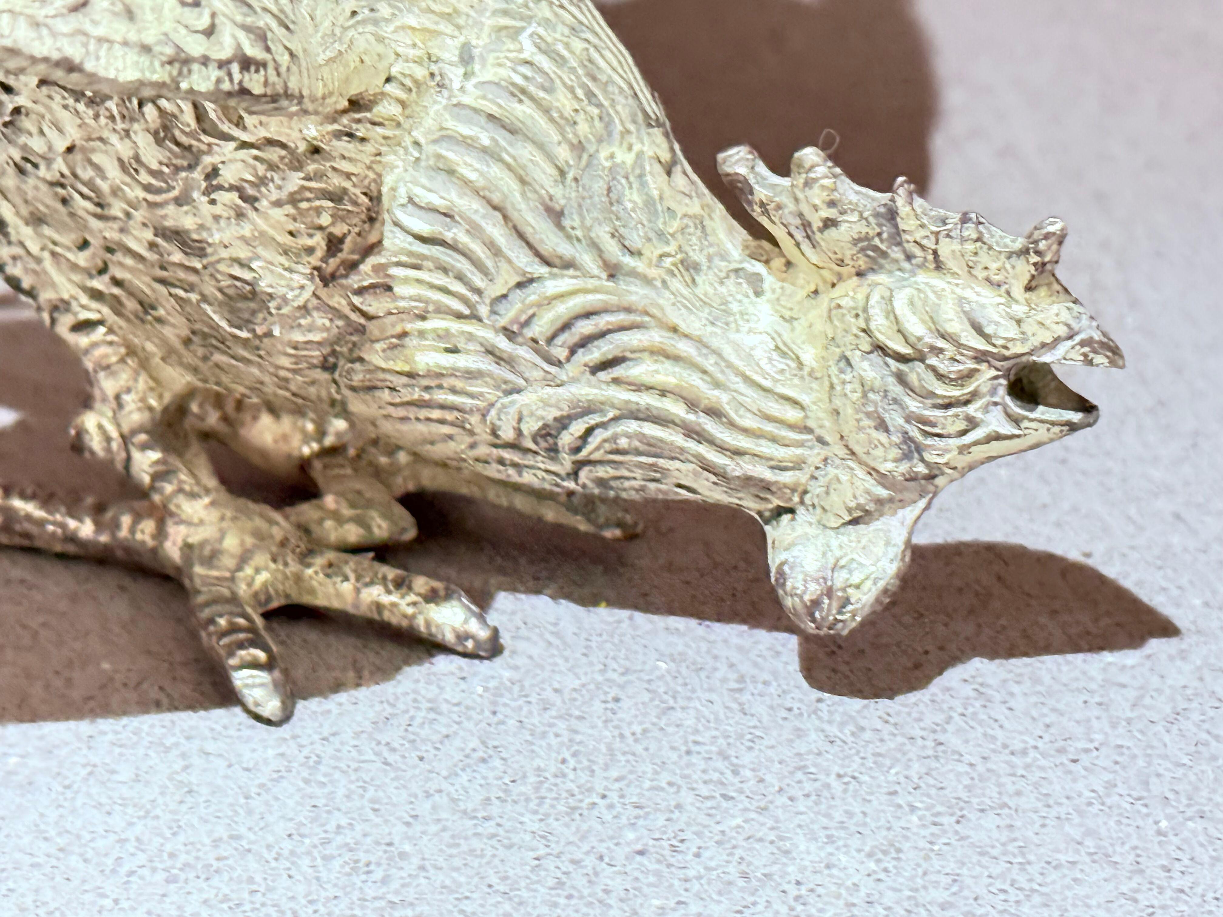 Metallo Antica coppia di galli d'argento da appoggio, decorazione per la casa, figura animale in vendita