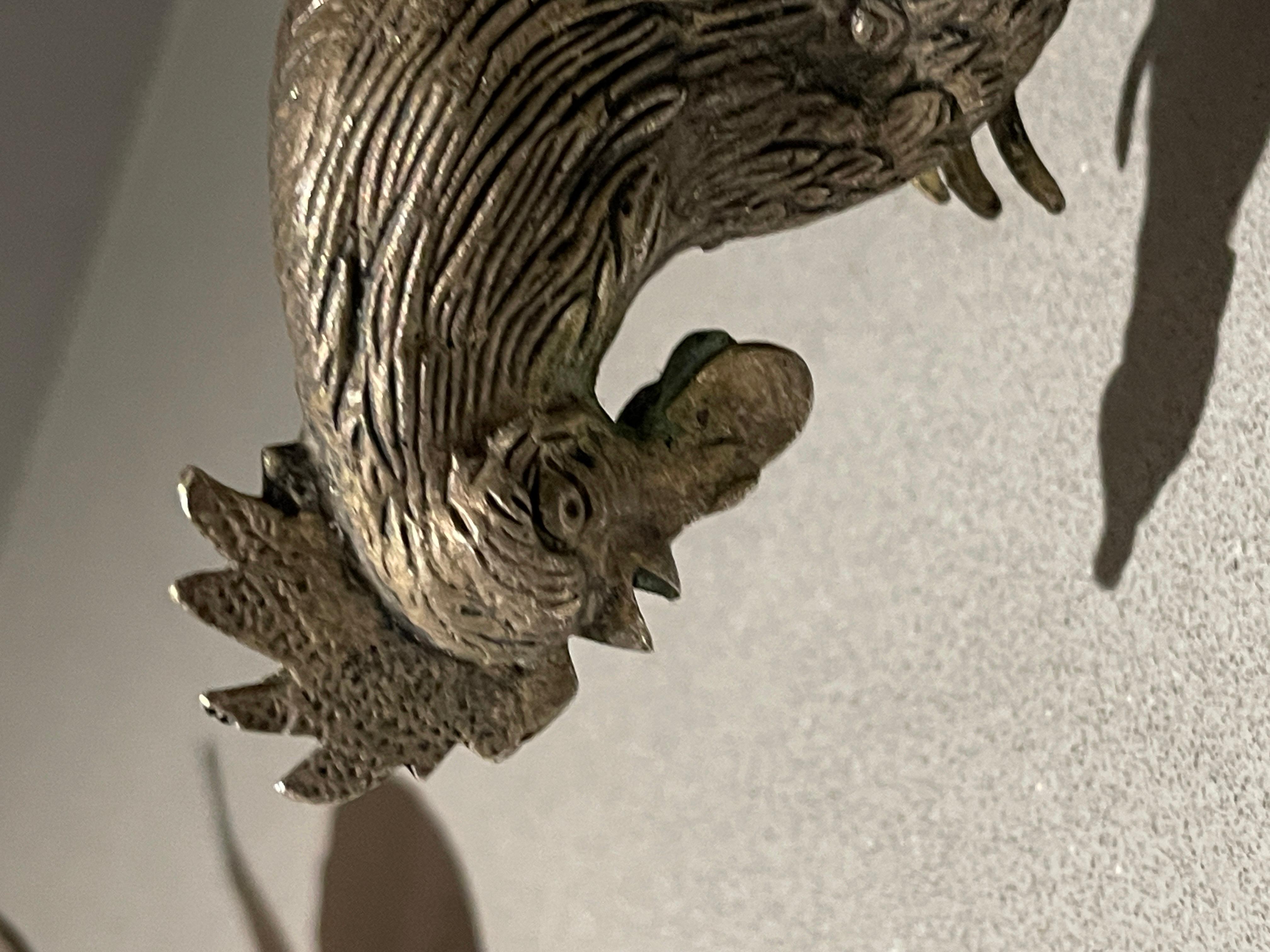 Antikes Paar Silberhahn Ständer, Goldenes Dekorationsobjekt für Heimdekoration (Bronziert) im Angebot