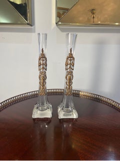 Antique pair of single flower vases by baccarat