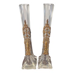 Antique pair of single flower vases by baccarat