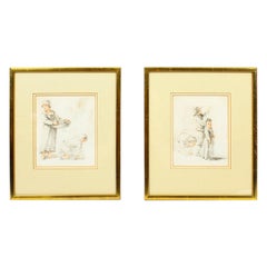 Used Pair of Sketches by Thomas Barker of Bath, 18th Century