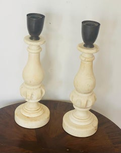 Antique Pair of Alabaster Lamps