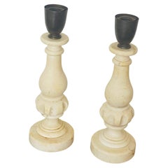 Antique Pair of Alabaster Lamps