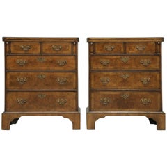 Antique Pair of Small English Georgian Dressers or Chest of Drawers