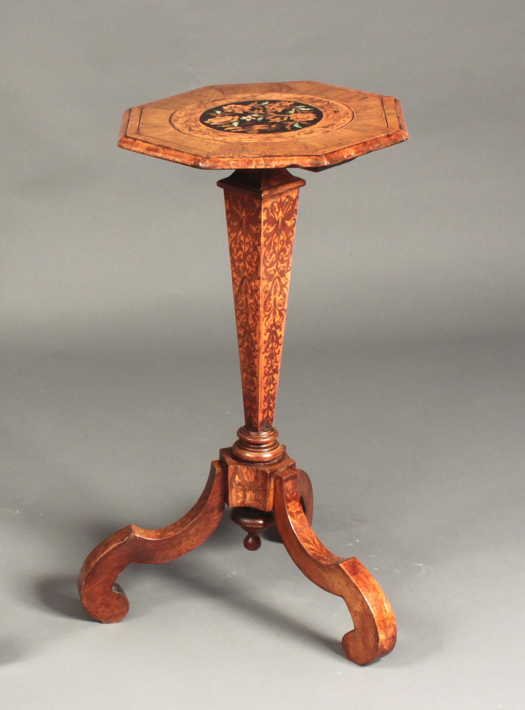Dutch Antique Pair of Small Walnut Marquetry Tables For Sale