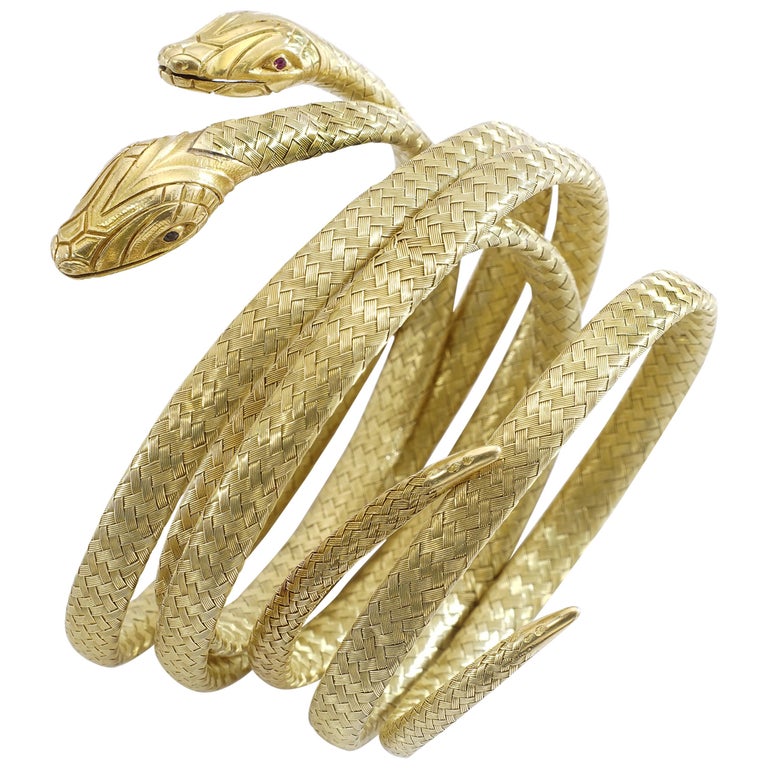 Antique Pair of Snake Bracelets For Sale at 1stdibs